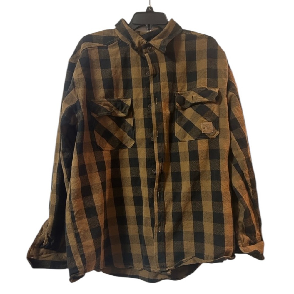 Legendary Whitetails Brown and Black Plaid Casual Button Down Shirt